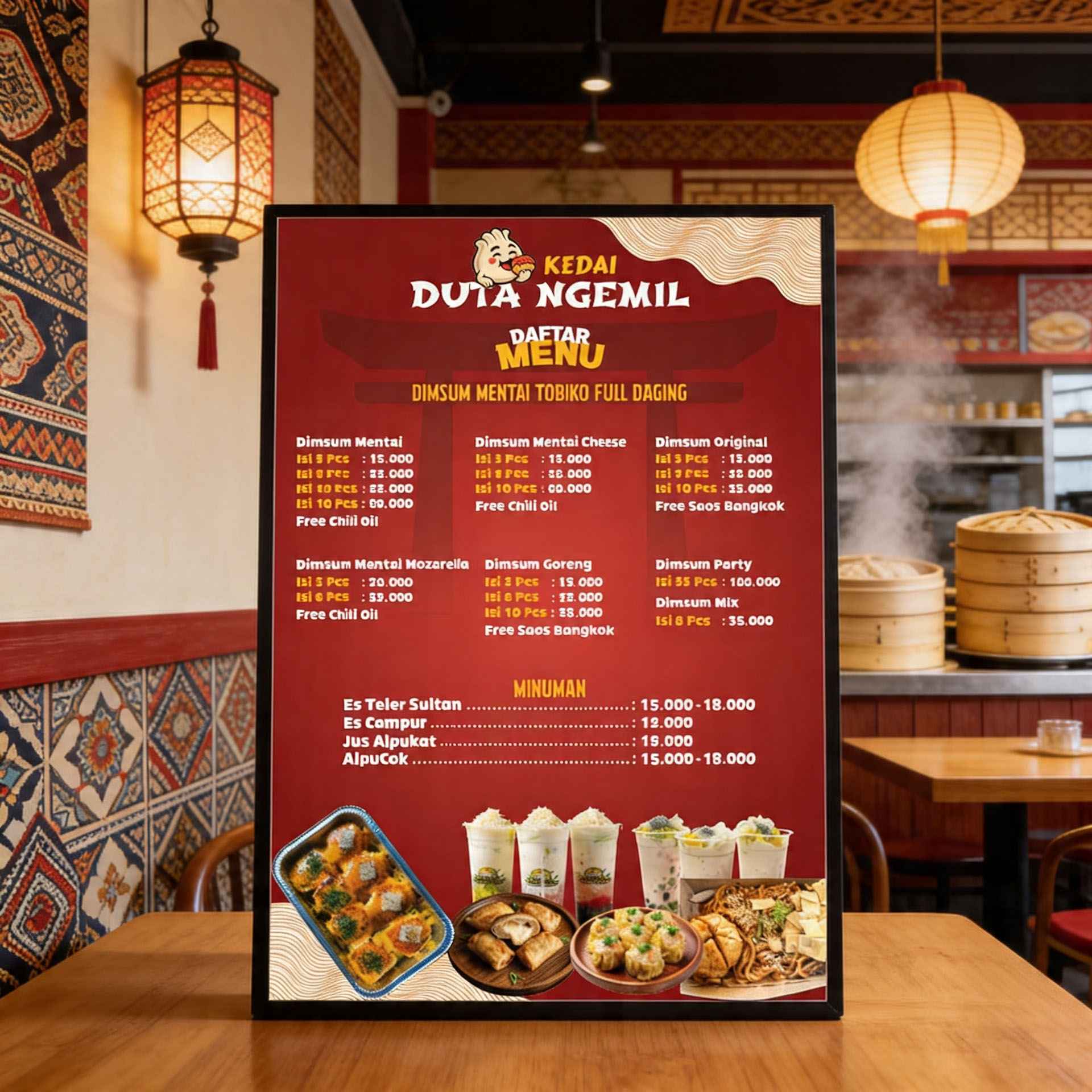Menu A4 Makanan Dimsum Konsep Tema Merah - Image 1