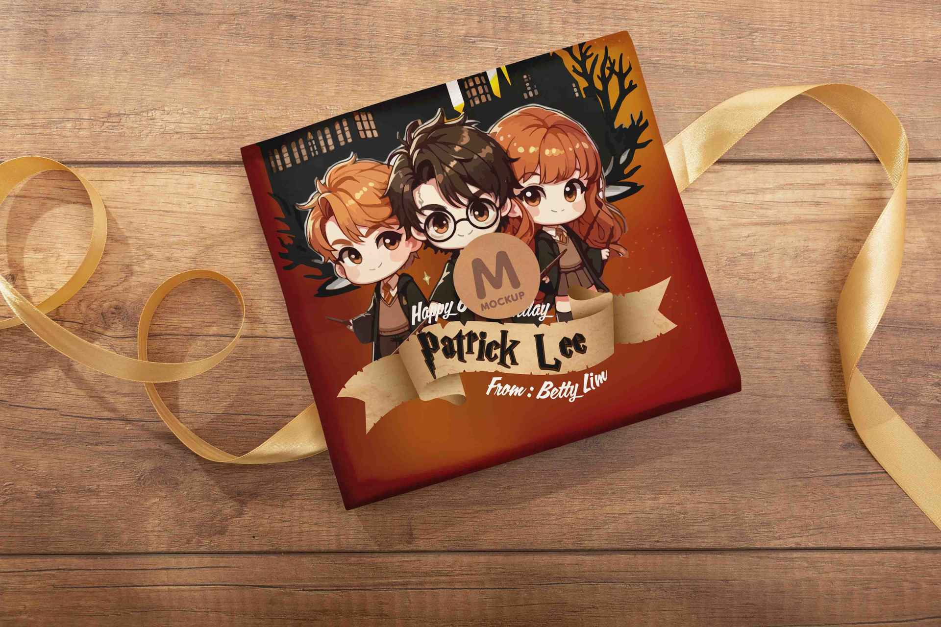 Kertas Kado Tema Harry Wizard Chibi Gift Wrap Ulang Tahun Custom Nama Karakter Cute Fantasy - Image 1