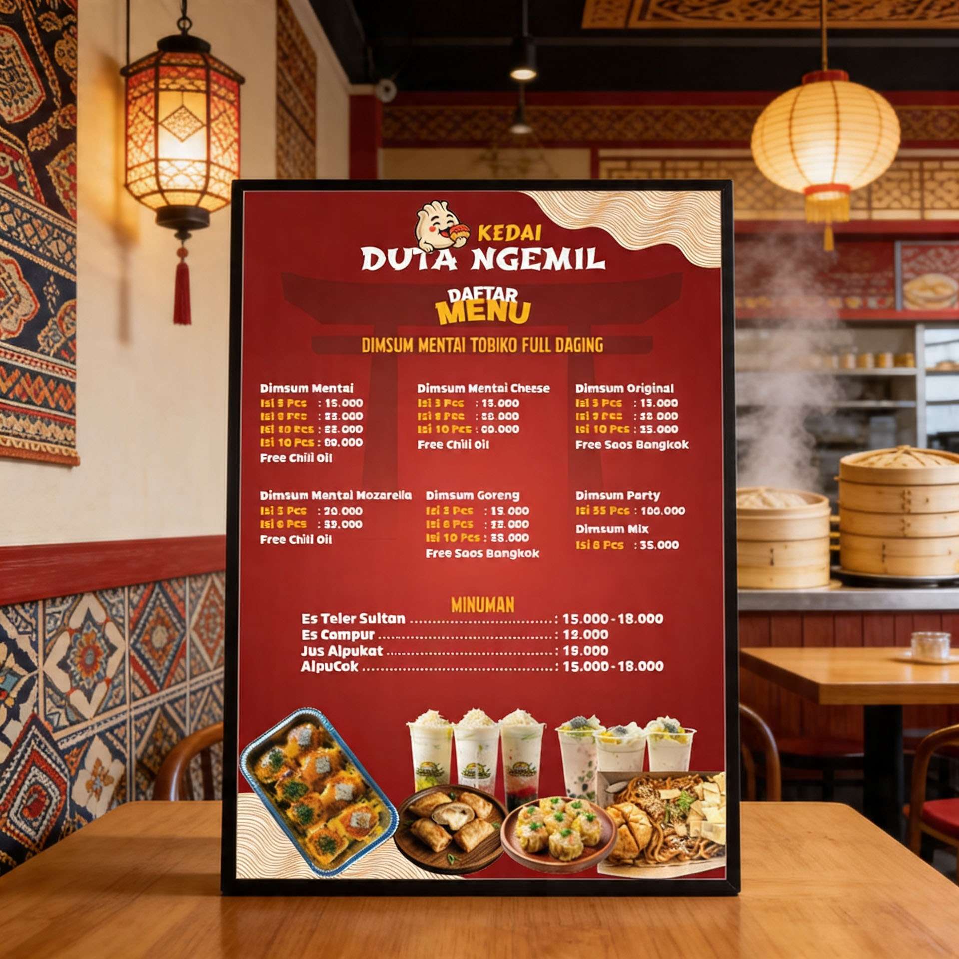 Menu A4 Makanan Dimsum Konsep Tema Merah - Image 1