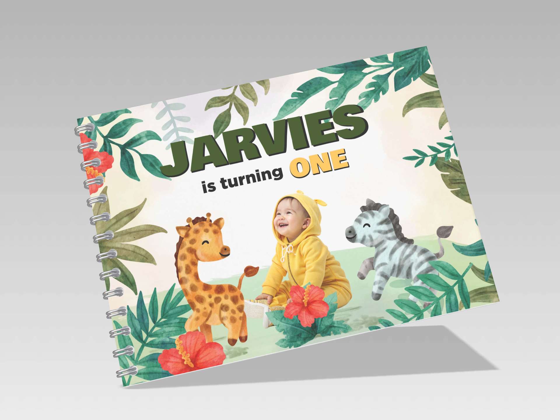 Guest Book Ulang Tahun Anak Tema Safari Jungle Custom Nama & Foto Eksklusif - Image 1